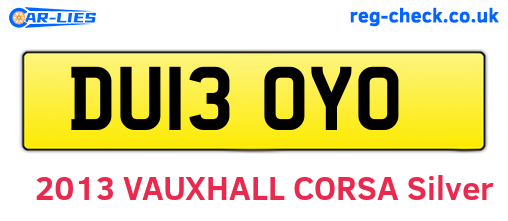 DU13OYO are the vehicle registration plates.