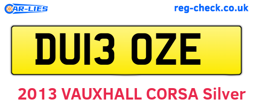 DU13OZE are the vehicle registration plates.