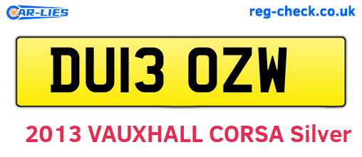 DU13OZW are the vehicle registration plates.