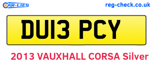 DU13PCY are the vehicle registration plates.