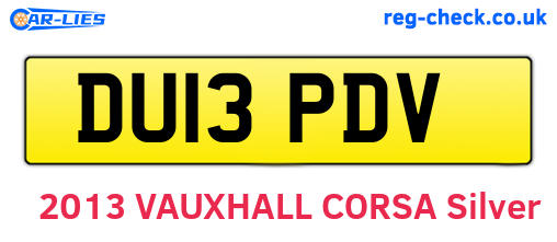 DU13PDV are the vehicle registration plates.