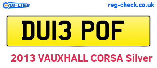 DU13POF are the vehicle registration plates.