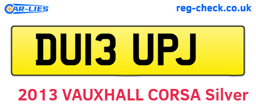 DU13UPJ are the vehicle registration plates.