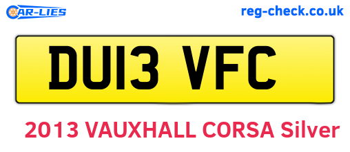 DU13VFC are the vehicle registration plates.