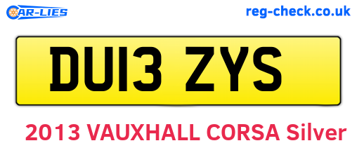 DU13ZYS are the vehicle registration plates.