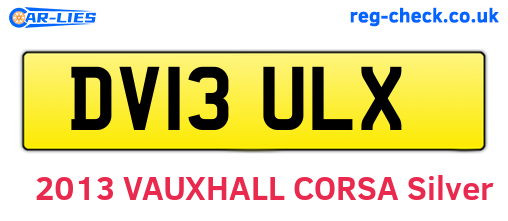 DV13ULX are the vehicle registration plates.