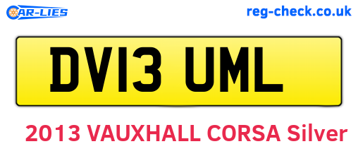 DV13UML are the vehicle registration plates.