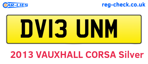 DV13UNM are the vehicle registration plates.