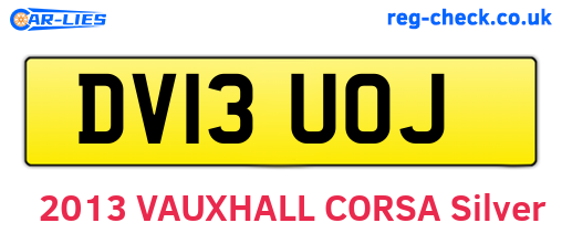 DV13UOJ are the vehicle registration plates.