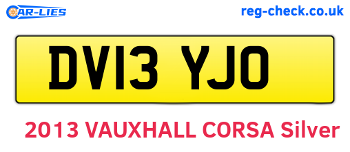 DV13YJO are the vehicle registration plates.
