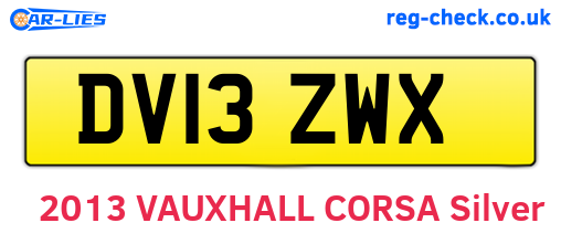 DV13ZWX are the vehicle registration plates.