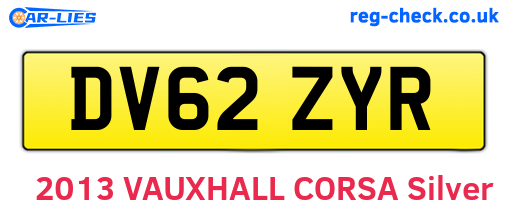 DV62ZYR are the vehicle registration plates.