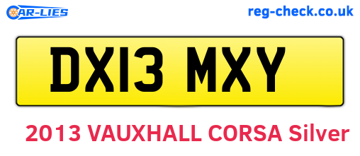 DX13MXY are the vehicle registration plates.