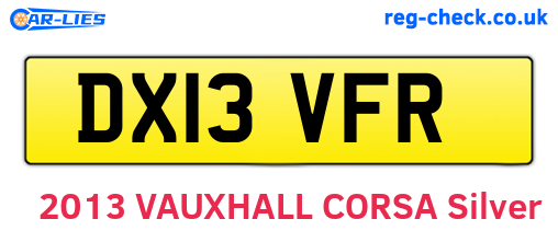 DX13VFR are the vehicle registration plates.