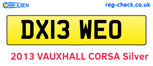 DX13WEO are the vehicle registration plates.