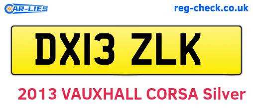 DX13ZLK are the vehicle registration plates.