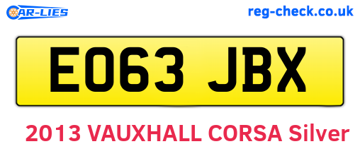 EO63JBX are the vehicle registration plates.