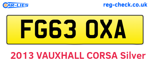 FG63OXA are the vehicle registration plates.