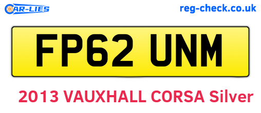 FP62UNM are the vehicle registration plates.