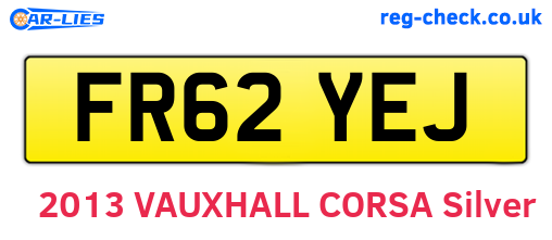 FR62YEJ are the vehicle registration plates.
