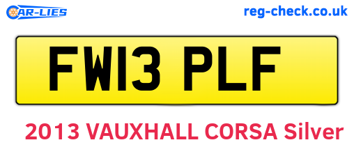 FW13PLF are the vehicle registration plates.