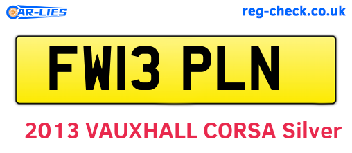 FW13PLN are the vehicle registration plates.