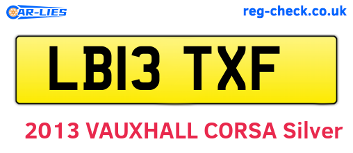 LB13TXF are the vehicle registration plates.