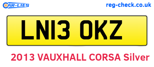 LN13OKZ are the vehicle registration plates.