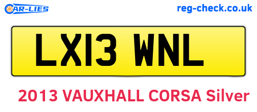 LX13WNL are the vehicle registration plates.