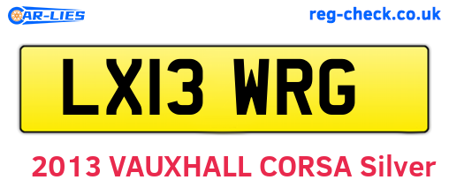 LX13WRG are the vehicle registration plates.