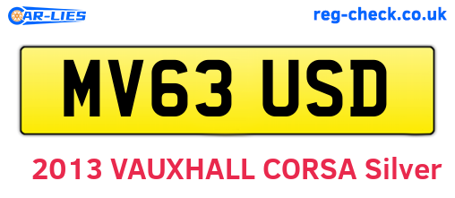 MV63USD are the vehicle registration plates.