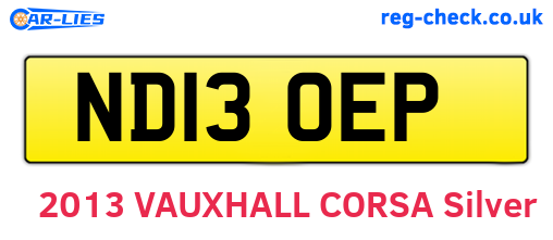 ND13OEP are the vehicle registration plates.