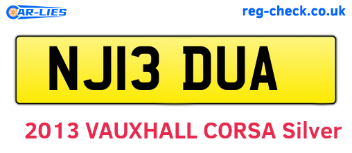 NJ13DUA are the vehicle registration plates.