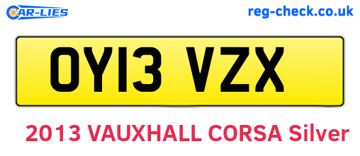 OY13VZX are the vehicle registration plates.