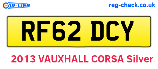 RF62DCY are the vehicle registration plates.