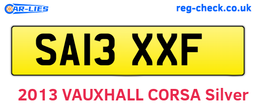 SA13XXF are the vehicle registration plates.