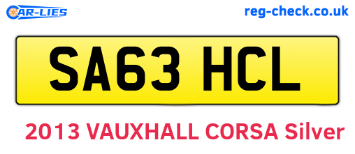 SA63HCL are the vehicle registration plates.