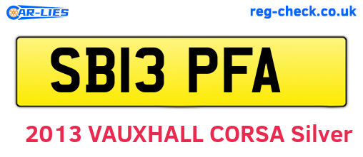 SB13PFA are the vehicle registration plates.