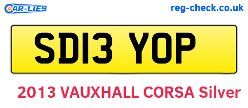 SD13YOP are the vehicle registration plates.