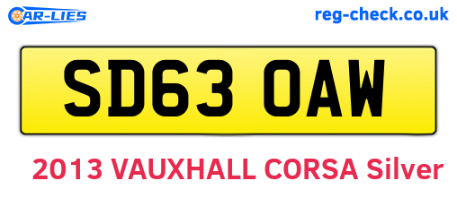 SD63OAW are the vehicle registration plates.