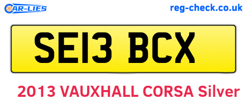 SE13BCX are the vehicle registration plates.