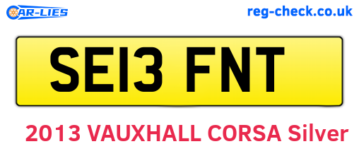 SE13FNT are the vehicle registration plates.