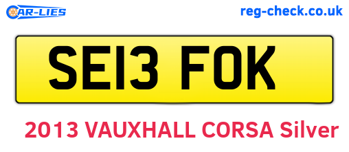 SE13FOK are the vehicle registration plates.