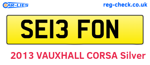 SE13FON are the vehicle registration plates.