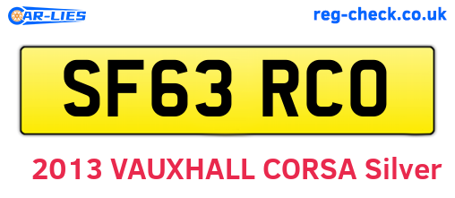 SF63RCO are the vehicle registration plates.