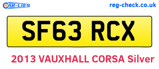 SF63RCX are the vehicle registration plates.