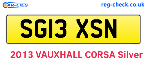 SG13XSN are the vehicle registration plates.
