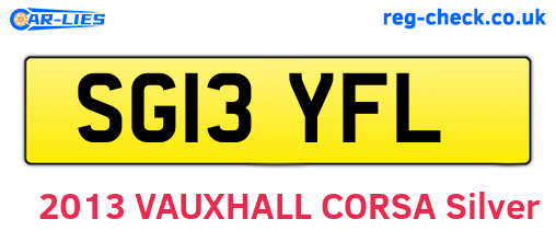SG13YFL are the vehicle registration plates.
