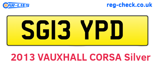 SG13YPD are the vehicle registration plates.