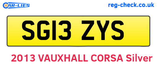 SG13ZYS are the vehicle registration plates.
